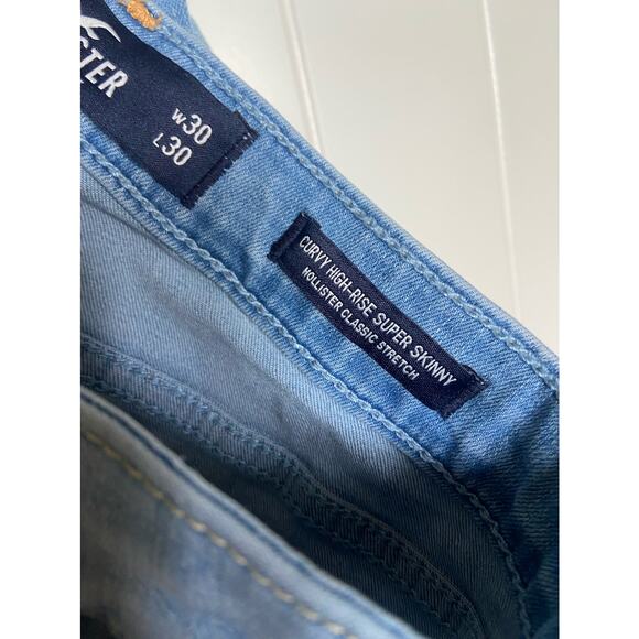 Hollister Womens Jeans Size 11R 30 x 30 Light Blue Curvy High Rise‎ Super Skinny - Picture 6 of 8
